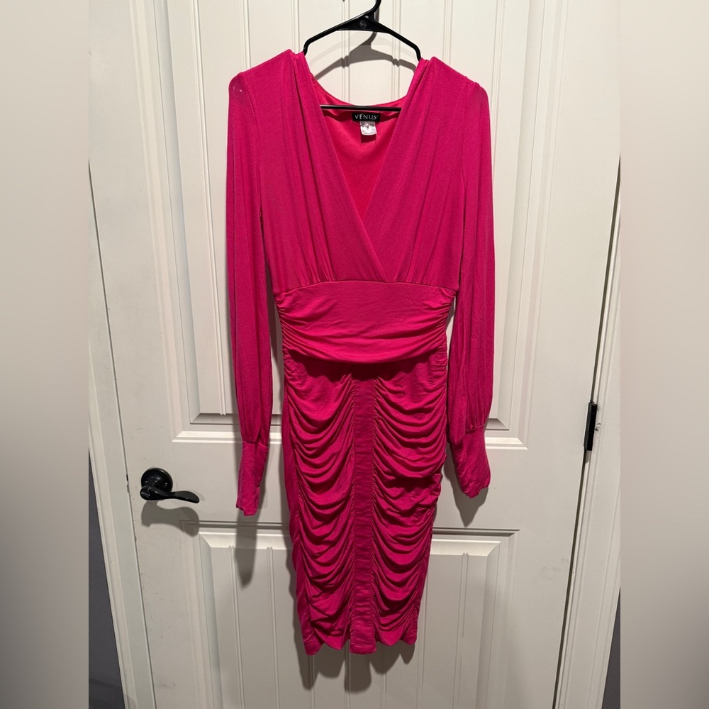Elegant Pink Ruched Dress Venus bodycon small